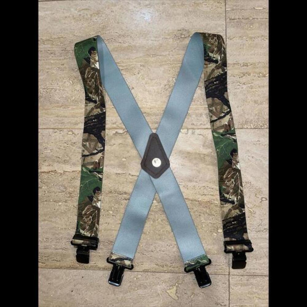1.75 Inch Camoflauge Trigger Snap Suspenders SuspenderStore tree leaves 42”